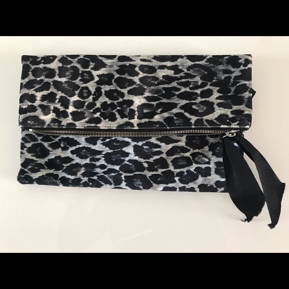 J.Crew NWT leopard clutch - black, white and gray